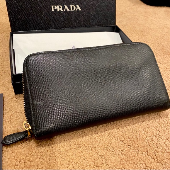 PRADA | Saffiano Leather Zip Around Wallet - Picture 7 of 11